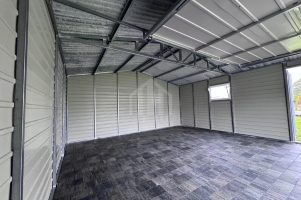 Ogłoszenie - Garaż blaszany 6x5m - brama uchylna - drzwi - okno - winchester - drewnopodobny - dach dwuspadowy - rynny  SO174. Zdjęcie 3