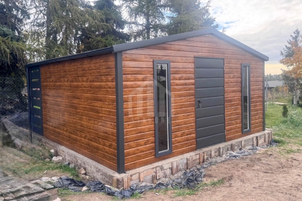 Ogłoszenie - Schowek - domek ogrodowy 4x3m - drzwi - 2 x okno - złoty dąb - drewnopodobny - dach dwuspadowy - rynny SO181. Zdjęcie 3