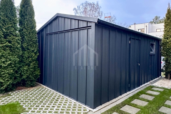 Ogłoszenie - Garaż blaszany 4x6 - brama uchylna - okno - drzwi - antracyt - blacha na rąbek - dach dwuspadowy - rynny SO182. Zdjęcie 7