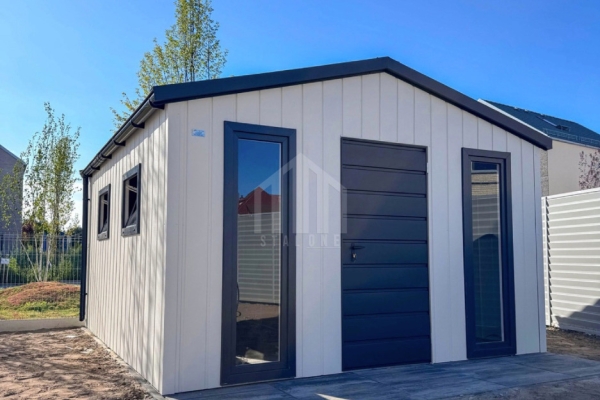 Ogłoszenie - Domek ogrodowy 3x4 - drzwi - 4 x okno - biały - antracyt - blachodachówka - rynny - dach dwuspadowy SO183. Zdjęcie 5