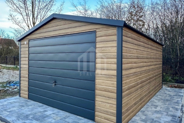 Ogłoszenie - Garaż blaszany 5x6m - brama uchylna - drzwi - okno - winchester - drewnopodobny - dach dwuspadowy SO185. Zdjęcie 2