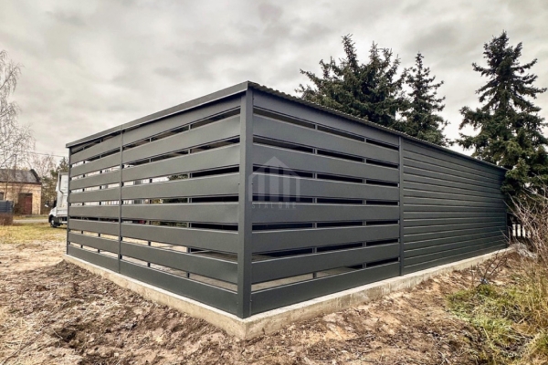 Ogłoszenie - Garaż blaszany 6x6 + wiata 3x6m - brama uchylna - drzwi - antracyt - dach spad w tył  SO186. Zdjęcie 2