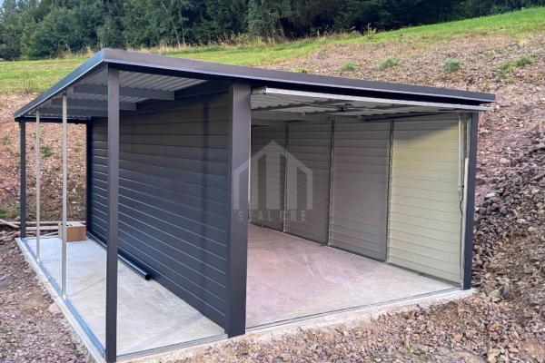 Ogłoszenie - Garaż blaszany 3x6m - wiata 1,5m - brama uchylna - antracyt - rynna - dach spad w tył  SO155. Zdjęcie 4