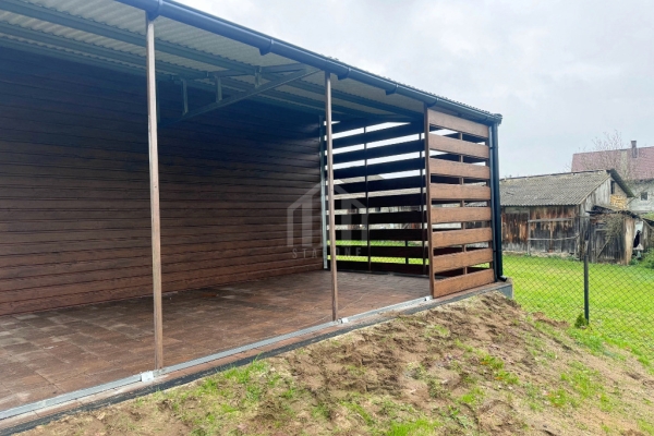 Ogłoszenie - Garaż blaszany 8x6 - 2x wiata - wnęka - brama uchylna - drzwi - 2x okno - drewnopodowny - dach dwuspadowy - rynny SO170. Zdjęcie 4