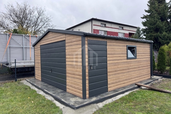 Ogłoszenie - Garaż blaszany 6x5m - brama uchylna - drzwi - okno - winchester - drewnopodobny - dach dwuspadowy - rynny  SO174. Zdjęcie 5