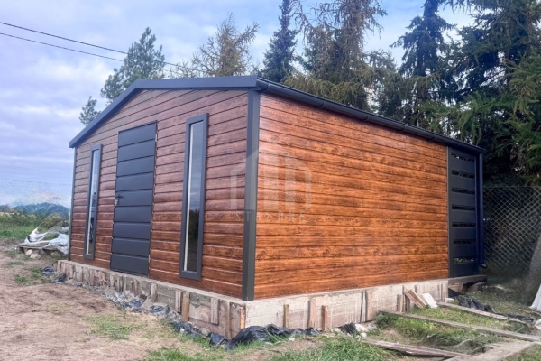 Ogłoszenie - Schowek - domek ogrodowy 4x3m - drzwi - 2 x okno - złoty dąb - drewnopodobny - dach dwuspadowy - rynny SO181. Zdjęcie 4