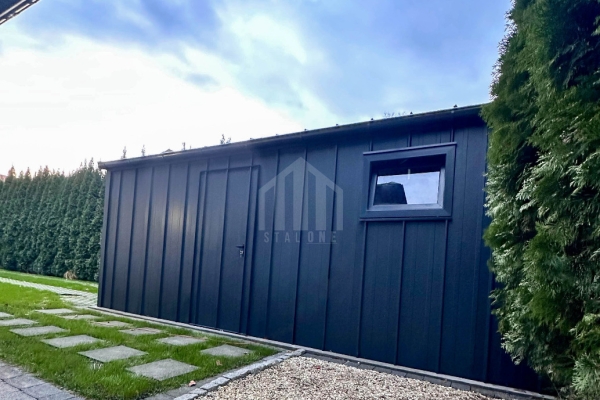Ogłoszenie - Garaż blaszany 4x6 - brama uchylna - okno - drzwi - antracyt - blacha na rąbek - dach dwuspadowy - rynny SO182. Zdjęcie 3