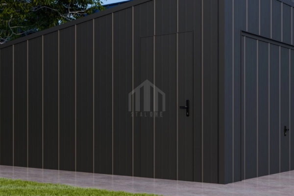 Ogłoszenie - Garaż blaszany 3,5x5m - brama uchylna - drzwi - blacha Na Rąbek - dach spad w tył  SO163. Zdjęcie 2