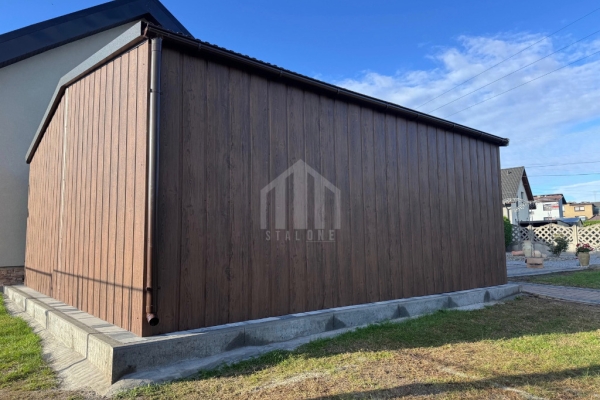 Ogłoszenie - Garaż blaszany 6x6m - 2x brama uchylna - ciemny orzech - drewnopodobny - rynny - dach dwuspadowy SO169. Zdjęcie 7