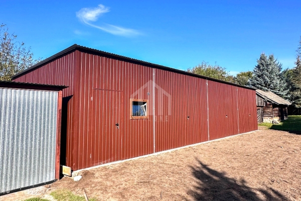 Ogłoszenie - Hala - Garaż blaszany 12x5m - 3x brama dwuskrzydłowa - drzwi - okno - jasny brąz - dach spad w tył - rynna  SO172. Zdjęcie 6