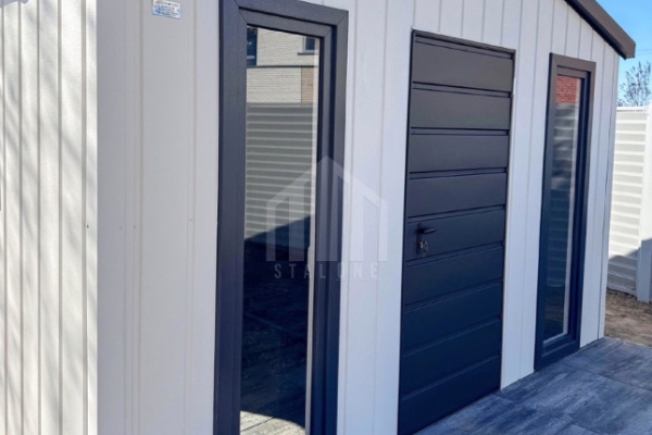 Ogłoszenie - Domek ogrodowy 3x4 - drzwi - 4 x okno - biały - antracyt - blachodachówka - rynny - dach dwuspadowy SO183. Zdjęcie 3