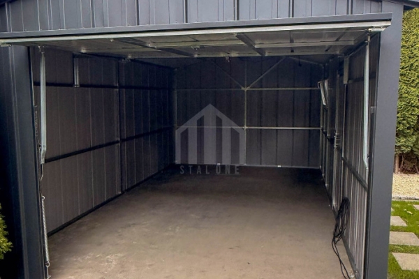 Ogłoszenie - Garaż blaszany 4x6 - brama uchylna - okno - drzwi - antracyt - blacha na rąbek - dach dwuspadowy - rynny SO182. Zdjęcie 4