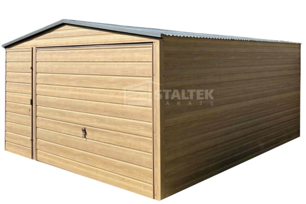 Ogłoszenie - Garaż Blaszany 4x5m - Brama uchylna - drzwi - Winchester - drewnopodobny - dach dwuspadowy ST135. Zdjęcie 1