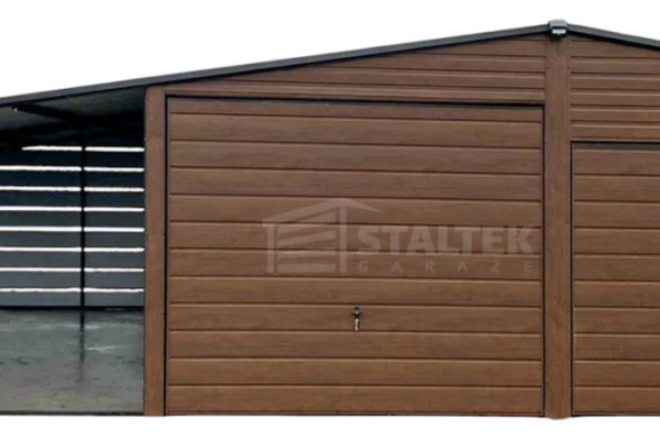 Ogłoszenie - Garaż blaszany 6x6 + wiata 3x6 - 2x Brama uchylna - rynny - drewnopodobny Dach dwuspadowy ST109. Zdjęcie 1