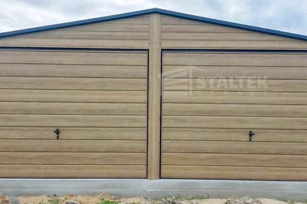 Ogłoszenie - Garaż blaszany 6x5,8m - 2x brama uchylna - drzwi - okno - winchester - drewnopodobny - rynny - dach dwuspadowy ST137. Zdjęcie 4