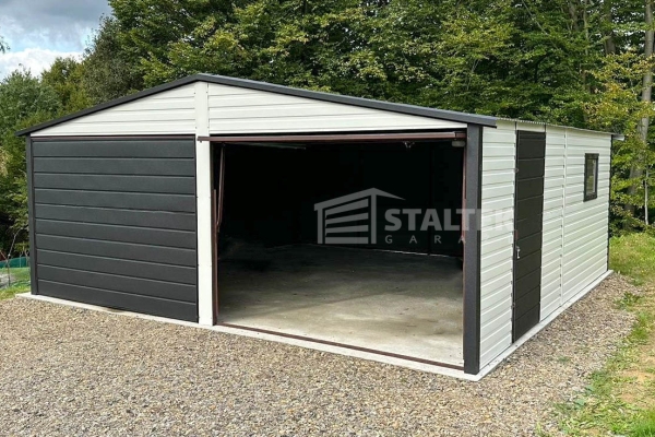 Ogłoszenie - Garaż Blaszany 6x6 - 2x Brama Uchylna - Drzwi - Okno - Biały - Antracyt - dach Dwuspadowy ST115. Zdjęcie 2