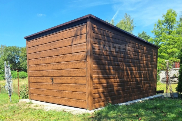 Ogłoszenie - Garaż blaszany 3x4 Brama uchylna - jasny orzech drewnopodobny - Spad w tył ST121. Zdjęcie 3