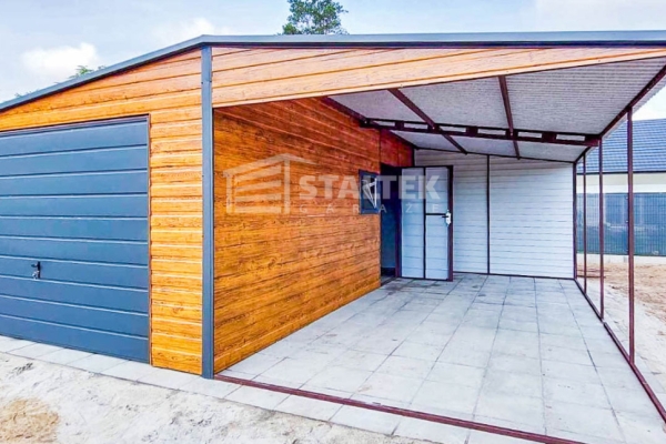 Ogłoszenie - Garaż Blaszany 4x6m + Wiata 4x6m - Brama Uchylna - Okno - Drzwi  Drewnopodobny - dach Dwuspad ST136. Zdjęcie 6