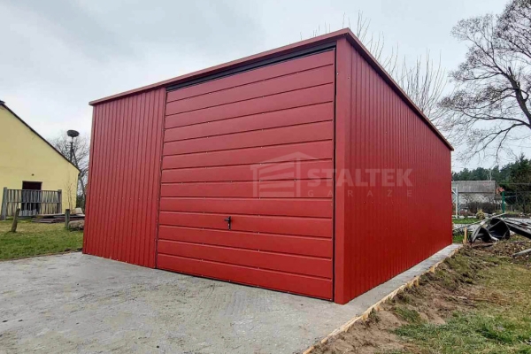 Ogłoszenie - Garaż blaszany 6x6 - Brama uchylna - drzwi - jasny brąz - dach spad w tył ST114. Zdjęcie 3