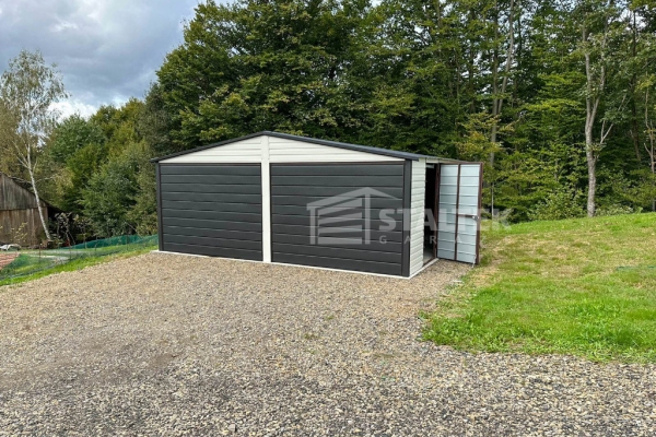 Ogłoszenie - Garaż Blaszany 6x6 - 2x Brama Uchylna - Drzwi - Okno - Biały - Antracyt - dach Dwuspadowy ST115. Zdjęcie 4