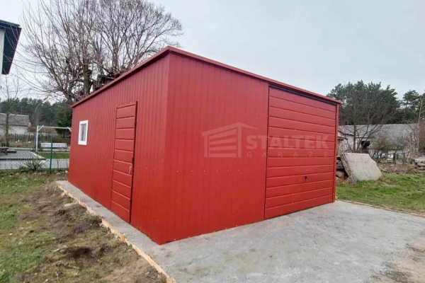 Ogłoszenie - Garaż blaszany 6x6 - Brama uchylna - drzwi - jasny brąz - dach spad w tył ST114. Zdjęcie 2