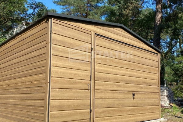 Ogłoszenie - Garaż Blaszany 4x5m - Brama uchylna - drzwi - Winchester - drewnopodobny - dach dwuspadowy ST135. Zdjęcie 4