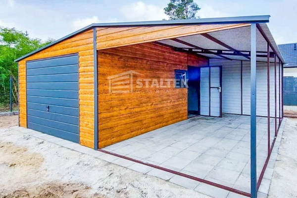 Ogłoszenie - Garaż Blaszany 4x6m + Wiata 4x6m - Brama Uchylna - Okno - Drzwi  Drewnopodobny - dach Dwuspad ST136. Zdjęcie 5