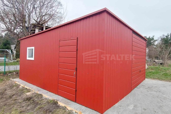 Ogłoszenie - Garaż blaszany 6x6 - Brama uchylna - drzwi - jasny brąz - dach spad w tył ST114. Zdjęcie 5