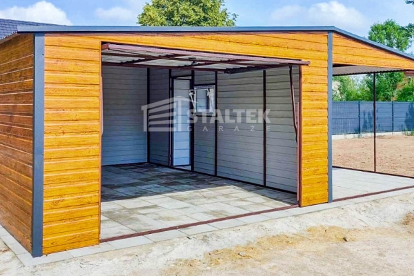 Ogłoszenie - Garaż Blaszany 4x6m + Wiata 4x6m - Brama Uchylna - Okno - Drzwi  Drewnopodobny - dach Dwuspad ST136. Zdjęcie 8