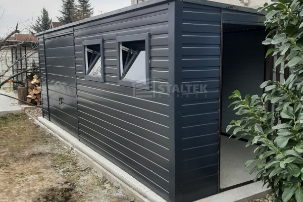 Ogłoszenie - Schowek - Domek Ogrodowy 6x3 - Brama - 2x okno - drzwi - antracyt - dach spad w tył ST106. Zdjęcie 5