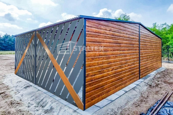 Ogłoszenie - Garaż Blaszany 4x6m + Wiata 4x6m Panele Verona Brama Uchylna Okno Drzwi Drewnopodobny ST138. Zdjęcie 5