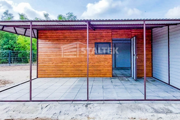 Ogłoszenie - Garaż Blaszany 4x6m + Wiata 4x6m - Brama Uchylna - Okno - Drzwi  Drewnopodobny - dach Dwuspad ST136. Zdjęcie 9