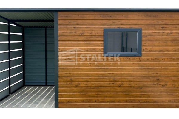 Ogłoszenie - Schowek - Domek Ogrodowy 3x2m + wiata 1,5m -  Drzwi  - okno - jasny orzech - dach spad w tył ST134. Zdjęcie 1