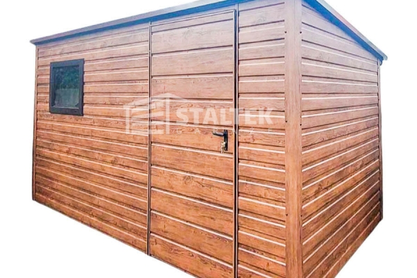 Ogłoszenie - Schowek - Domek Ogrodowy 3,5x2m Drzwi - Okno - Ciemny orzech - Drewnopodobny - Dach spad w tył ST142. Zdjęcie 1