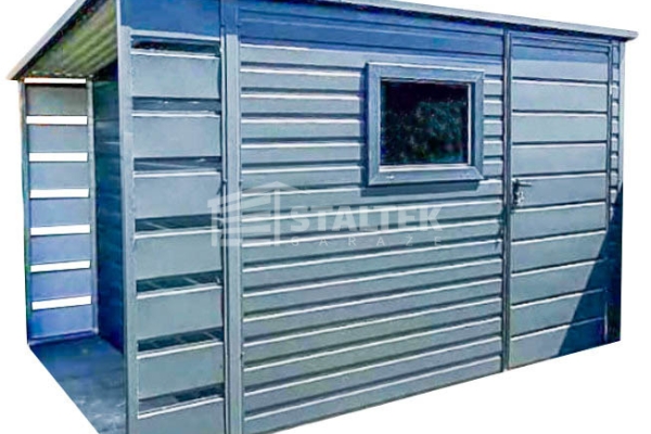 Ogłoszenie - Schowek - Domek Ogrodowy 2,5x2,5m + Wiata 0,5 - Drzwi - Okno - Antracyt - Dach spad w tył ST143. Zdjęcie 1