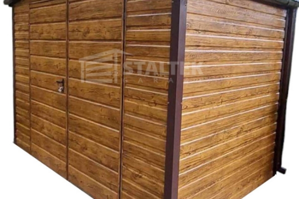 Ogłoszenie - Schowek - domek ogrodowy 3x2m - Brama dwuskrzydłowa - jasny orzech - drewnopodobny - rynny - dach dwuspadowy ST147. Zdjęcie 1