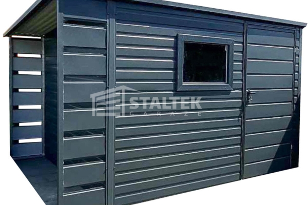 Ogłoszenie - Schowek - Domek Ogrodowy 3x2 + wiata 0,5m - Drzwi - okno - antracyt - dach spad w tył ST104. Zdjęcie 1