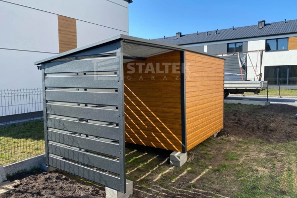 Ogłoszenie - Schowek - Domek Ogrodowy 3x2m + wiata 3m -  Drzwi  - jasny orzech - dach spad w tył ST129. Zdjęcie 3