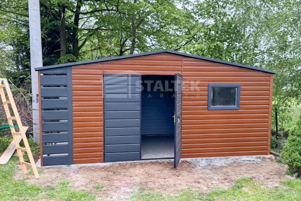 Ogłoszenie - Schowek - Domek Ogrodowy 5,5x3m + wiata 0,5m -  Brama - okno - złoty dąb - dach dwuspadowy ST130. Zdjęcie 2