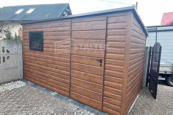 Ogłoszenie - Schowek - domek ogrodowy 3x2,5m - drzwi - okno - ciemny orzech - drewnopodobny - dach spad w tył ST148. Zdjęcie 3