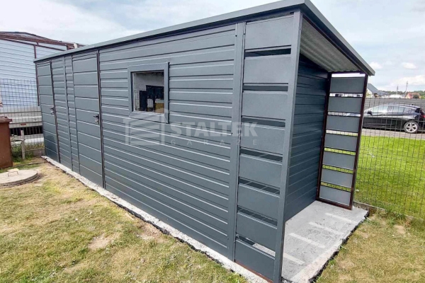 Ogłoszenie - Schowek - Domek Ogrodowy 5x2 + Wiata 0,5m 2x Drzwi - Okno - dach spad w tył ST107. Zdjęcie 3