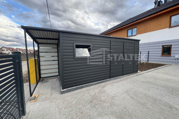 Ogłoszenie - Schowek - Domek Ogrodowy 5x2m + wiata 1m -  Drzwi  - okno - antracyt - dach spad w tył ST127. Zdjęcie 3