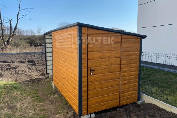 Ogłoszenie - Schowek - Domek Ogrodowy 3x2m + wiata 3m -  Drzwi  - jasny orzech - dach spad w tył ST129. Zdjęcie 2