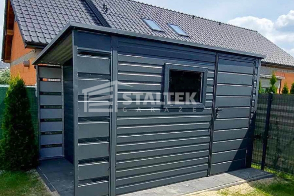 Ogłoszenie - Schowek - Domek Ogrodowy 3x2 + wiata 0,5m - Drzwi - okno - antracyt - dach spad w tył ST104. Zdjęcie 3