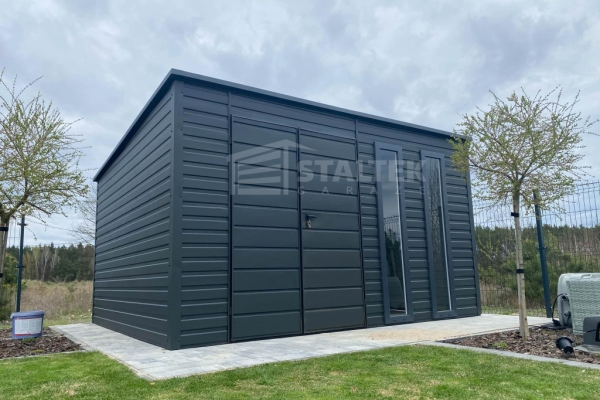 Ogłoszenie - Schowek - Domek Ogrodowy 4,5x3 - Brama - 2x okno - antracyt - dach spad w tył ST128. Zdjęcie 3