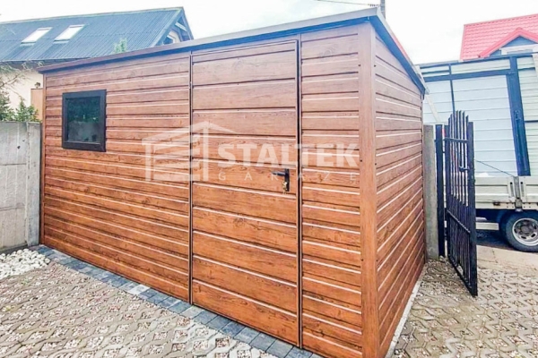 Ogłoszenie - Schowek - Domek Ogrodowy 3,5x2m Drzwi - Okno - Ciemny orzech - Drewnopodobny - Dach spad w tył ST142. Zdjęcie 4