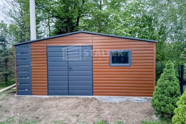 Ogłoszenie - Schowek - Domek Ogrodowy 5,5x3m + wiata 0,5m -  Brama - okno - złoty dąb - dach dwuspadowy ST130. Zdjęcie 4