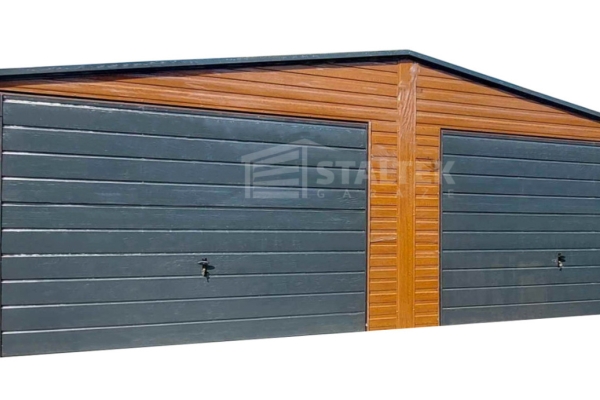 Ogłoszenie - Garaż Blaszany 8x5 - 2x Brama Uchylna - Okno - Drzwi - Antracyt - jasny orzech Drewnopodobny - dach Dwuspadowy ST112. Zdjęcie 1