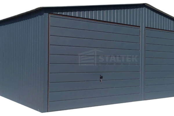 Ogłoszenie - Garaż blaszany 6x5,8 2x Brama uchylna Antracyt Dach dwuspadowy ST116. Zdjęcie 1