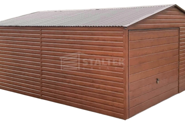 Ogłoszenie - Garaż blaszany 5x5 Brama uchylna drewnopodobny Dach dwuspadowy ST117. Zdjęcie 1